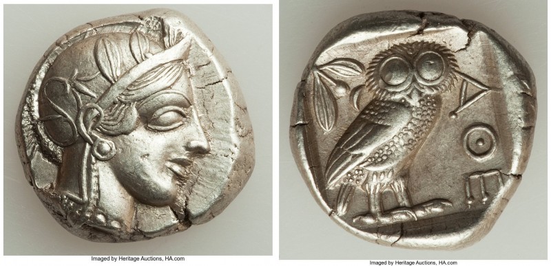 ATTICA. Athens. Ca. 440-404 BC. AR tetradrachm (25mm, 17.17 gm, 6h). XF. Mid-mas...