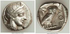 ATTICA. Athens. Ca. 440-404 BC. AR tetradrachm (25mm, 17.17 gm, 6h). XF. Mid-mass coinage issue. Head of Athena right, wearing crested Attic helmet or...