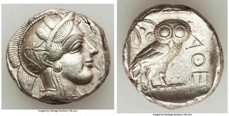ATTICA. Athens. Ca. 440-404 BC. AR tetradrachm (26mm, 17.00 gm, 4h). XF. Mid-mas...