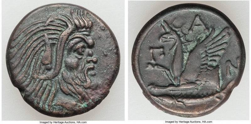 CIMMERIAN BOSPORUS. Panticapaeum. 4th century BC. AE (21mm, 6.72 gm, 12h). Choic...