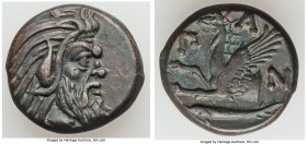 CIMMERIAN BOSPORUS. Panticapaeum. 4th century BC. AE (20mm, 7.78 gm, 11h). Choice XF. Head of bearded Pan right / Π-A-N, forepart of griffin left, stu...
