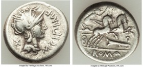 M. Cipius M. f. (ca. 115-114 BC). AR denarius (17mm, 3.38 gm, 6h). Choice VF. Rome. M • CIPI • M • F (upwards) before, head of Roma right wearing helm...