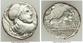 Cn. Lentulus Clodianus (88 BC). AR denarius (18mm, 3.92 gm, 1h). Choice Fine. Helmeted bust of Mars right, seen from behind / CN•LENTVL, Victory in bi...