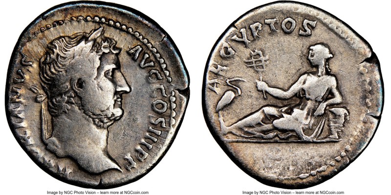Hadrian (AD 117-138). AR denarius (18mm, 7h). NGC Choice Fine. Rome, AD 134-138....