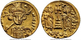 Constantine IV Pogonatus (AD 668-685). AV solidus (19mm, 4.44 gm, 6h). NGC MS 4/5 - 4/5. Constantinople, 7th officina, AD 668-676. d N C-A-NЧS P, cuir...