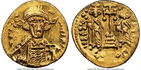 Constantine IV Pogonatus (AD 668-685). AV solidus (20mm, 4.48 gm, 6h). NGC MS 4/5 - 4/5, brushed. Constantinople, uncertain officina, AD 668-676. d N ...