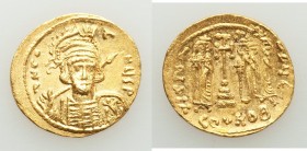 Constantine IV Pogonatus (AD 668-685). AV solidus (22mm, 4.48 gm, 6h). AU, die shift. Constantinople, 5th officina, AD 669-674. d N CO-t-NЧS P, cuiras...