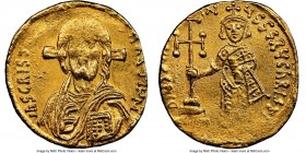 Justinian II, first reign (AD 685-695). AV solidus (19mm, 4.27 gm, 7h). NGC MS 2/5 - 4/5, clipped. Constantinople, uncertain officina (off flan), AD 6...
