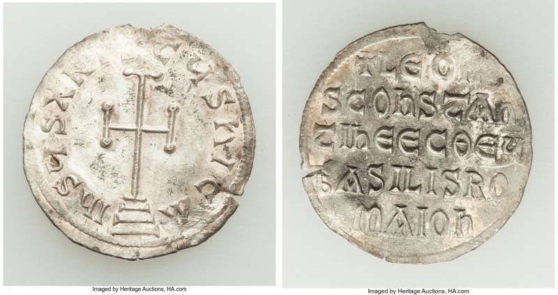 Leo V the Armenian and Constantine (AD 813-820). AR miliaresion (23mm, 2.10 gm, ...