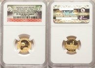 People's Republic gold Proof Panda "Smithsonian Institution - Mei Xiang" 1/10 Ounce Medal 2014 PR70 Ultra Cameo NGC, 18mm. Sold with wooden display ca...