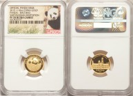 People's Republic gold Proof Panda "Smithsonian Institution - Bao Bao" 1/10 Ounce Medal 2015 PR70 Ultra Cameo NGC, 18mm. Struck to commemorate the bir...