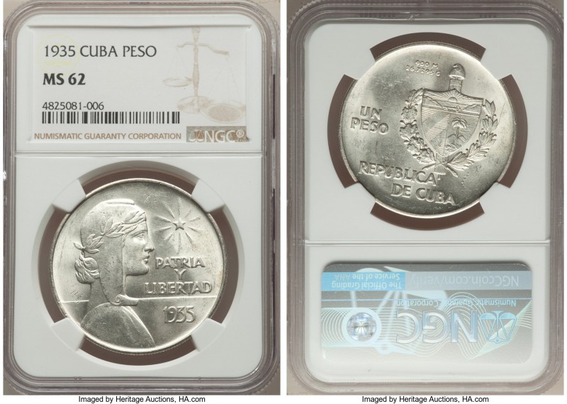 Republic "ABC" Peso 1935 MS62 NGC, Philadelphia mint, KM22.

HID09801242017
...