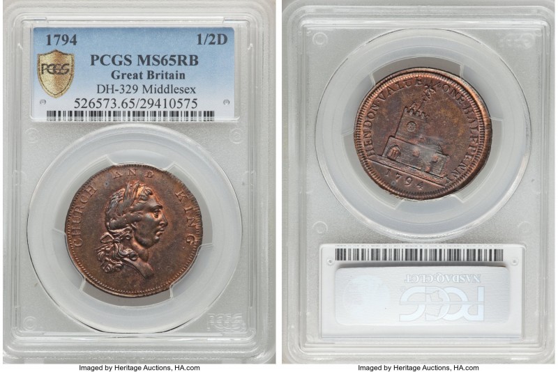 Middlesex copper 1/2 Penny Token 1794 MS65 Red and Brown PCGS, D&H-329. 

HID0...