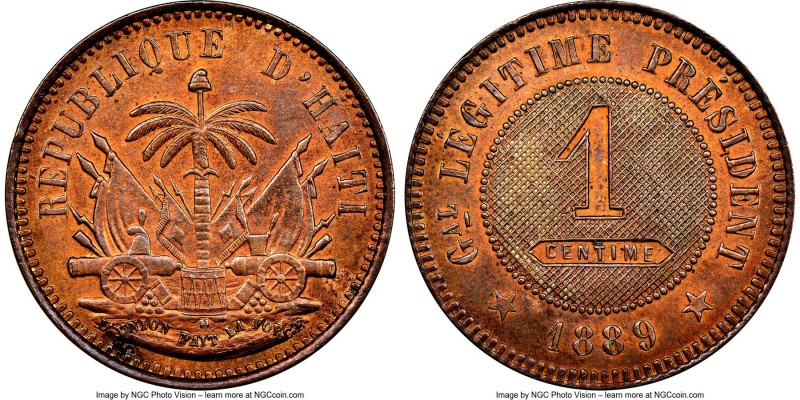 Republic copper Pattern Centime 1889 MS65 Red and Brown NGC, KM-Pn85.

HID0980...