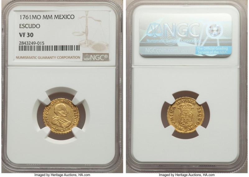 Charles III gold Escudo 1761 Mo-MM VF30 NGC, Mexico City mint, KM116. Lustrous f...