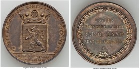 "University of Ghent" silver Medal 1819 UNC, 32mm. 14.65gm. By Joseph Braemt. An exceptional silver medal struck for the laying of a foundation stone ...