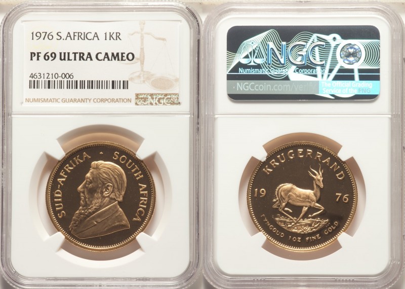 Republic gold Proof Krugerrand 1976 PR69 Ultra Cameo NGC, KM73. Flawless, proble...