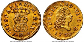 Ferdinand VI gold 1/2 Escudo 1759 M-J UNC Details (Cleaned) NGC, Madrid mint, KM378.

HID09801242017

© 2020 Heritage Auctions | All Rights Reserv...