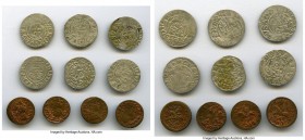 Poland-Lithuania 10-Piece Lot of Uncertified Minors, Includes Poland: Sigimund III 3 Polker (x5), Sigismund III Grosz 1624 (x1), and Lithuania: Johann...