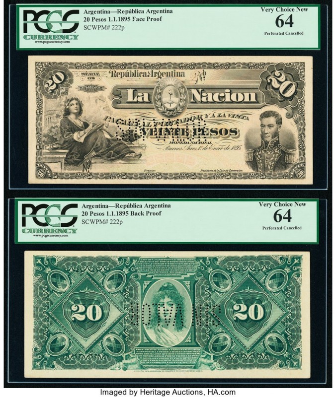 Argentina Banco de la Nacion Argentina 20 Pesos 1.1.1895 Pick 222p Face and Back...