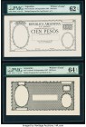 Argentina Republica Argentina la Nacion 100 Pesos 20.9.1897 Pick Unlisted Front and Back Printer's Essays PMG Uncirculated 62 EPQ; Choice Uncirculated...