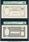 Argentina Republica Argentina la Nacion 500 Pesos 20.9.1897 Pick Unlisted Front and Back Printer's Essays PMG Uncirculated 62 EPQ; Choice Uncirculated...