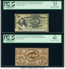 Argentina Provincia de Buenos Ayres 20 Centesimos Fuertes 1.1.1869 Pick S503p Face and Back Essay Proof PCGS About New 53; New 62. Mounted on cardstoc...