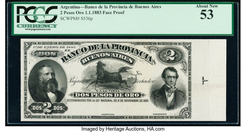Argentina Provincia de Buenos Aires 2 Pesos Oro 1.1.1883 Pick S536p Proof PCGS A...