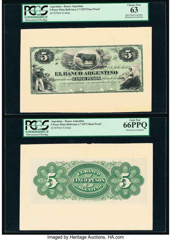 Argentina Banco Argentina 5 Pesos Plata Boliviana 1.7.1873 Pick S1460p Face and ...