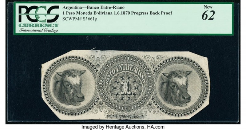 Argentina Banco Entre-Riano 1 Peso Moneda Boliviana 1.6.1870 Pick S1661p Back Pr...