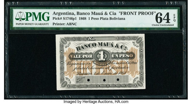 Argentina Banco Maua & Cia 1 Peso Plata Boliviana 2.1.1868 Pick S1746p1 Front Pr...