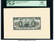 Bolivia Banco de la Nacion Boliviana 1 Boliviano 11.5.1911 Pick 102p Face Proof PCGS Very Choice New 64. Punch hole cancelled with 4 holes and mounted...