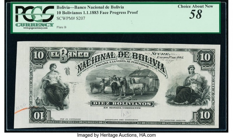 Bolivia Banco Nacional de Bolivia 10 Bolivianos 1.1.1883 Pick S207p Progressive ...