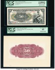 Brazil Thesouro Nacional 50 Mil Reis ND (1912) Pick 54p Face and Back Proofs PCGS Very Choice New 64; Very Choice New 64PPQ. Punch hole cancelled and ...
