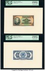 Brazil Banco do Brasil 5 Mil Reis 8.1.1923 Pick 113p Face and Back Proofs PCGS Superb Gem New 67PPQ (2). Punch hole cancelled and mounted on cardstock...