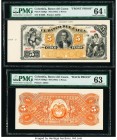 Colombia Banco Del Cauca 5 Pesos ND (1881) Pick S359p1; S359p2 Front and Back Proofs PMG Choice Uncirculated 63; Choice Uncirculated 64 EPQ. 

HID0980...