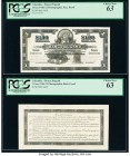 Colombia Banco Dugand 1 Peso ND (1920-21) Pick S429p Face and Back Photographic Proofs PCGS Choice New 63 (2). Minor mounting remnants and small tear ...