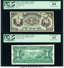 Ecuador Banco de Londres y Ecuador 1 Sucre 18xx (ca. 1887) Pick S180p Face and Back Proofs PCGS Very Choice New 64 (2). Mounted on cardstock and edge ...