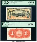 El Salvador Banco Industrial Del Salvador 1 peso 189x Pick S141p Face and Back Proofs PCGS Very Choice New 64PPQ (2). Mounted on cardstock and punch h...