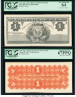Guatemala Banco Nacional de Guatemala 1 Peso ND (1917-23) Pick S153p Face and Back Proofs PCGS Very Choice New 64; Superb Gem New 67PPQ. Mounted on ca...