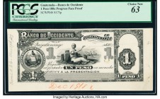 Guatemala Banco de Occidente en Quezaltenango 1 Peso 188x Pick S173p Proof PCGS Choice New 63. Small paper pull at right and annotations. 

HID0980124...