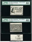 Peru Banco Garantizador 10 Centavos 1.9.1876 Pick S161p1; S161p2 Front; Back and Progress Proofs PMG Choice Uncirculated 63. The Back Proof has as mad...