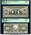 Uruguay Banco de la República Oriental 100 Pesos 24.8.1912 Pick Unlisted Face and Back Photographic Proofs PCGS Choice New 63; Very Choice New 64. Min...