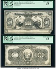 Uruguay Banco de la República Oriental 500 Pesos 24.8.1912 Pick Unlisted Face and Back Photographic Proofs PCGS Choice About New 58 (2). Missing corne...