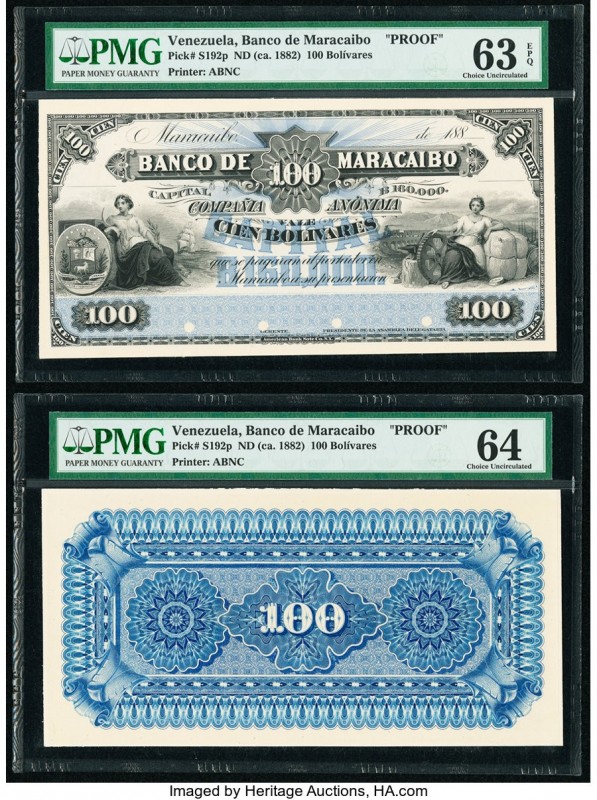 Venezuela Banco de Maracaibo 100 Bolívares ND (ca. 1882) Pick S192p Front and Ba...