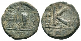 Justin II., 565-578, AE 1/2 Follis Karthago
Condition: Very Fine

Weight: 9,42 gr
Diameter: 22,75 mm