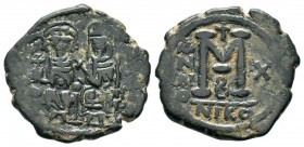 Justin II , with Sophia (565-578 AD). AE Follis
Condition: Very Fine

Weight: 12,13 gr
Diameter: 30,30 mm