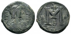 Justinian I Follis Ae. 527-565 AD.
Condition: Very Fine

Weight: 9,89 gr
Diameter: 23,50 mm