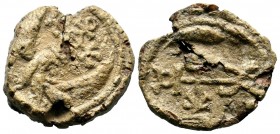 Byzantine Lead Seals PB,
Condition: Very Fine

Weight: 15,25 gr
Diameter: 26,00 mm