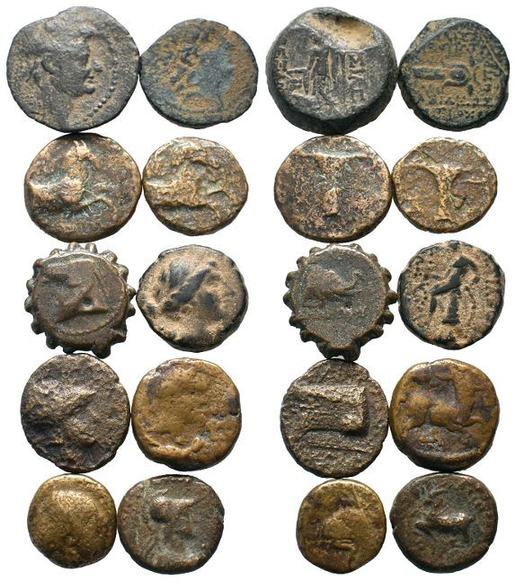 A mixed Lot of 10 Ancient Coins,About fine to about very fine. LOT SOLD AS IS, N...